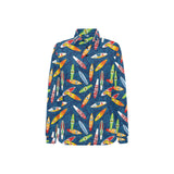 Surfboard Pattern Print Design 01 Women's Long Sleeve Polo Shirt