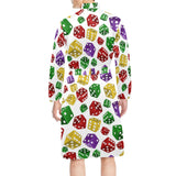 Dice Pattern Print Design 03 Men's Long Sleeve Belted Night Robe