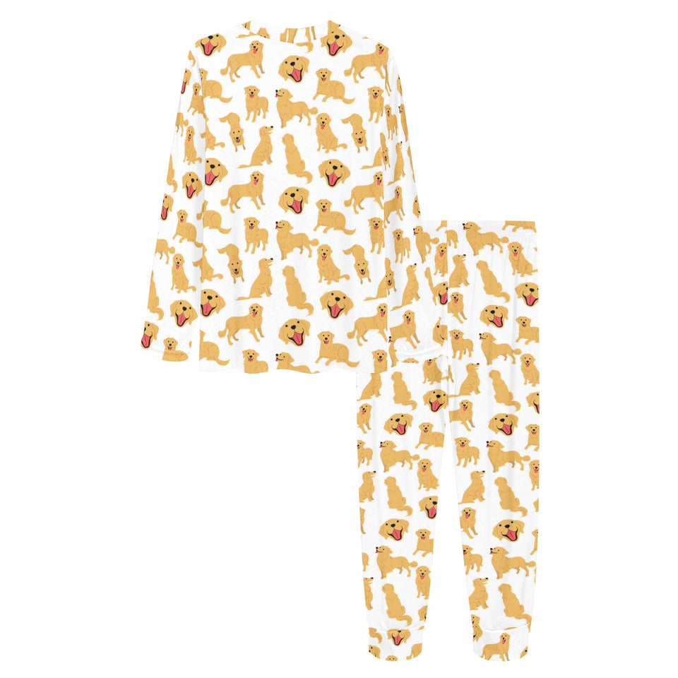 Golden Retriever Pattern Print Design 05 Women's All Over Print Pajama Set