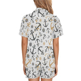 Anchors Rudders pattern Women's V-Neck Short Pajama Set