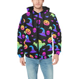 Colorful halloween background Men's Padded Hooded Jacket