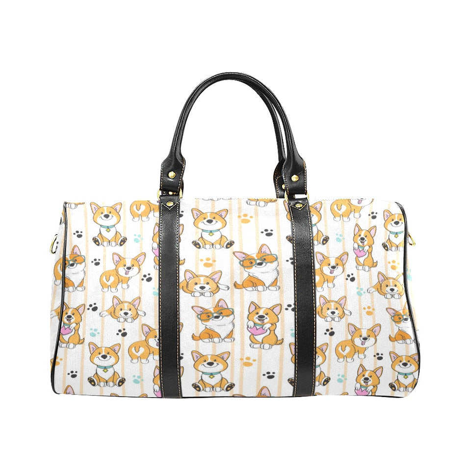 Cute dog corgi striped background pattern Travel Bag