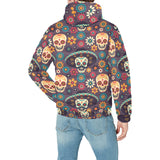 Sugar skulls flower maxican pattern Men's Padded Hooded Jacket