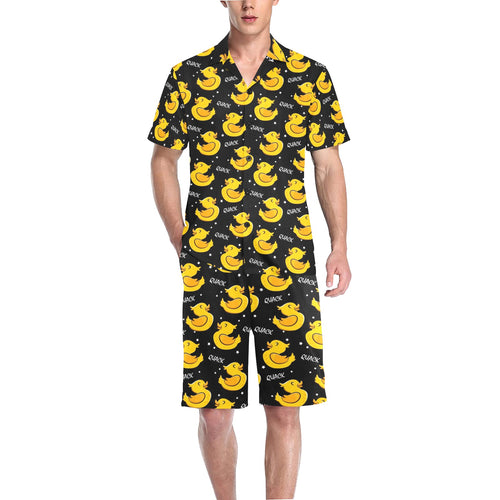 Duck Pattern Print Design 05 Men's V-Neck Short Pajama Set
