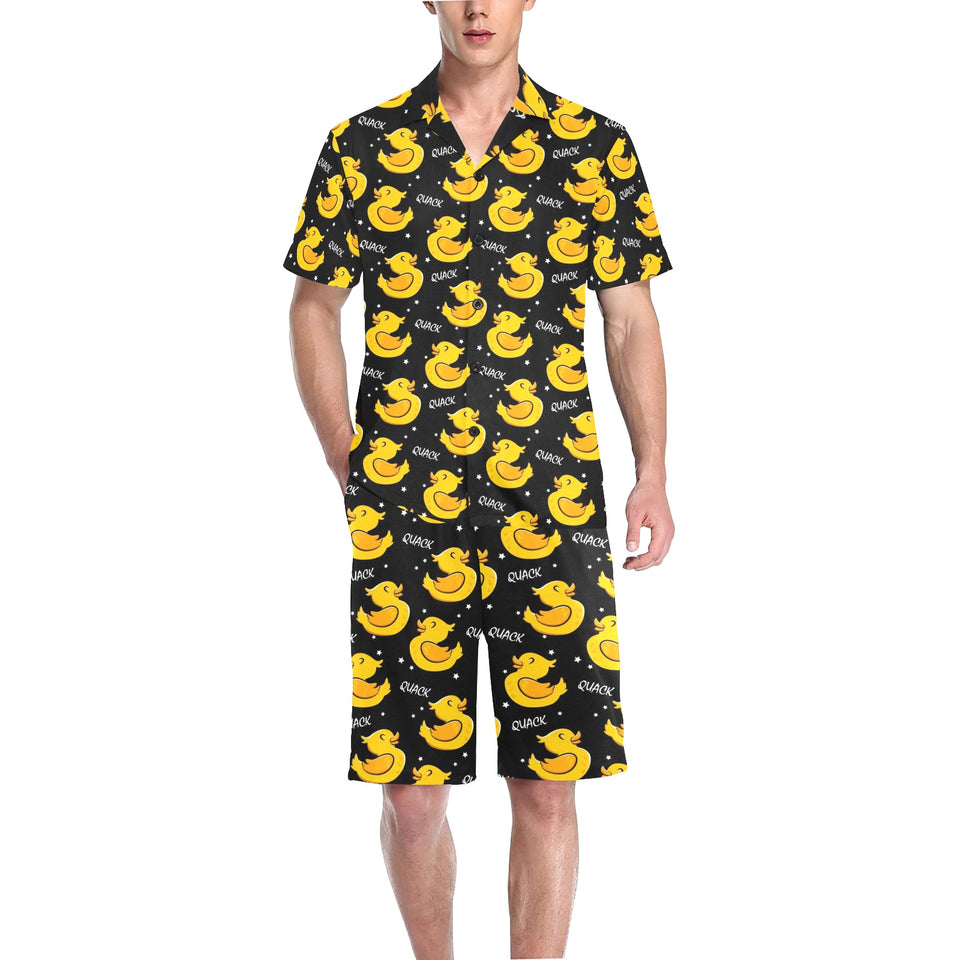 Duck Pattern Print Design 05 Men's V-Neck Short Pajama Set