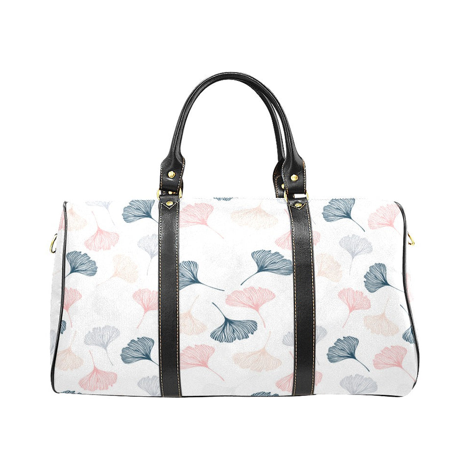 Black Gray Cream coral ginkgo leaves pattern Travel Bag
