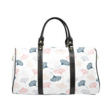 Black Gray Cream coral ginkgo leaves pattern Travel Bag