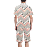 zigzag chevron striped pattern Men's V-Neck Short Pajama Set