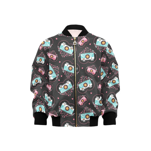 Camera Pattern Print Design 04 Kids' Boys' Girls' Bomber Jacket