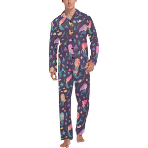 beautiful mermaid Fish jellyfish algae other marin Men's Long Pajama Set