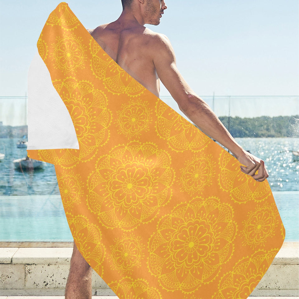 Orange traditional indian element pattern Beach Towel