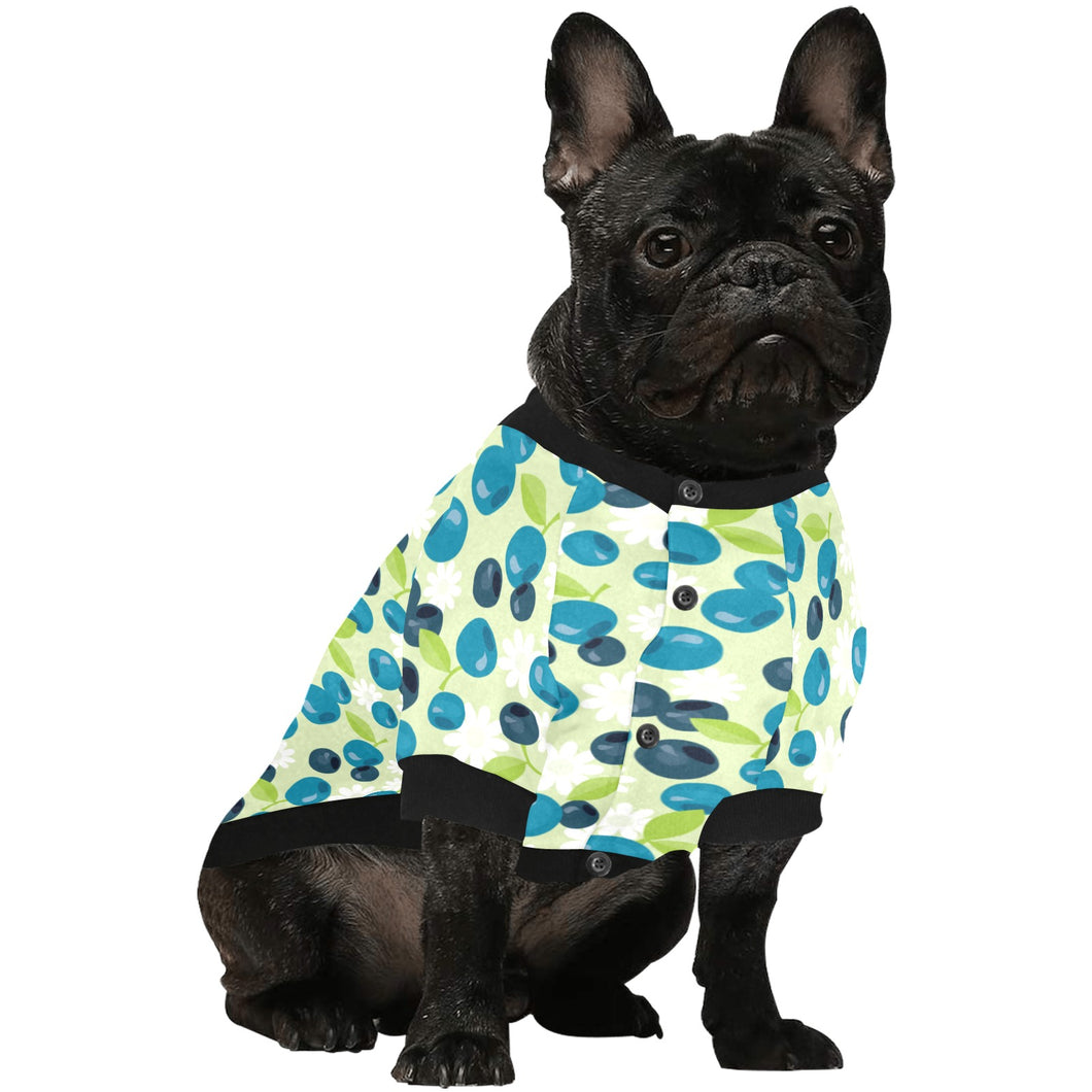 blueberry flower pattern All Over Print Pet Dog Round Neck Fuzzy Shirt