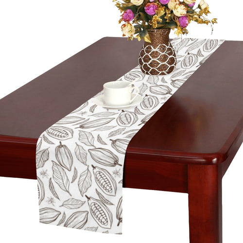 cacao beans leaves pattern Table Runner
