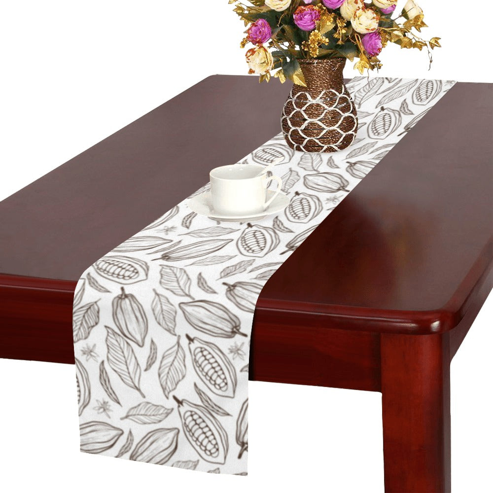 cacao beans leaves pattern Table Runner