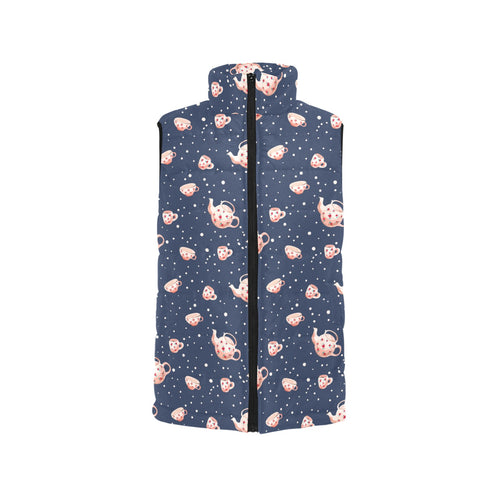 Tea pots Pattern Print Design 04 Women's Padded Vest