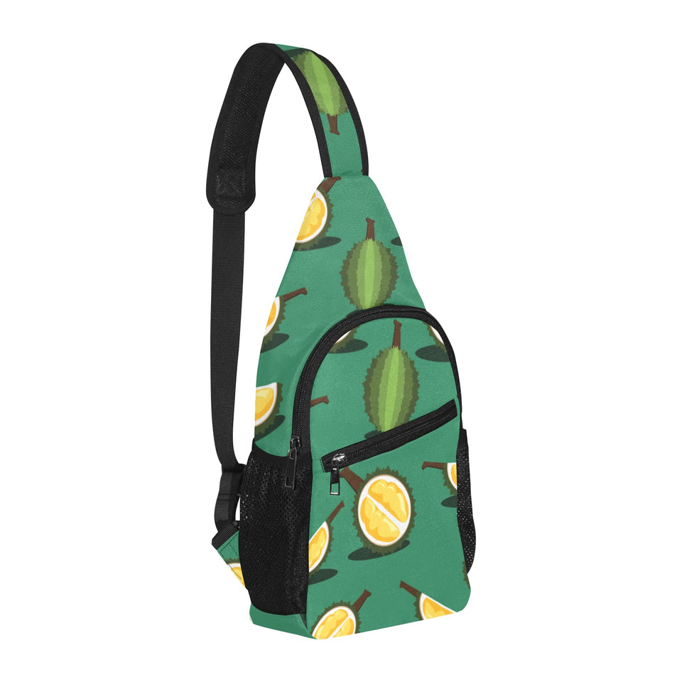 Durian pattern green background All Over Print Chest Bag