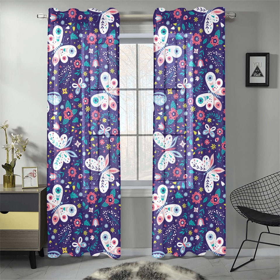 Colorful butterfly flower pattern.eps Gauze Curtain