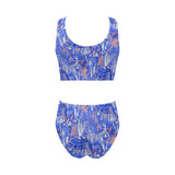 white bengal tigers pattern Chest Bowknot High Waisted Bikini Swimsuit
