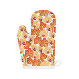 Orange yellow orchid flower pattern background Heat Resistant Oven Mitts