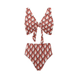 Fire flame symbol design pattern Chest Bowknot High Waisted Bikini Swimsuit