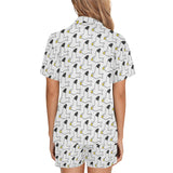 Seagull Pattern Print Design 05 Women's V-Neck Short Pajama Set