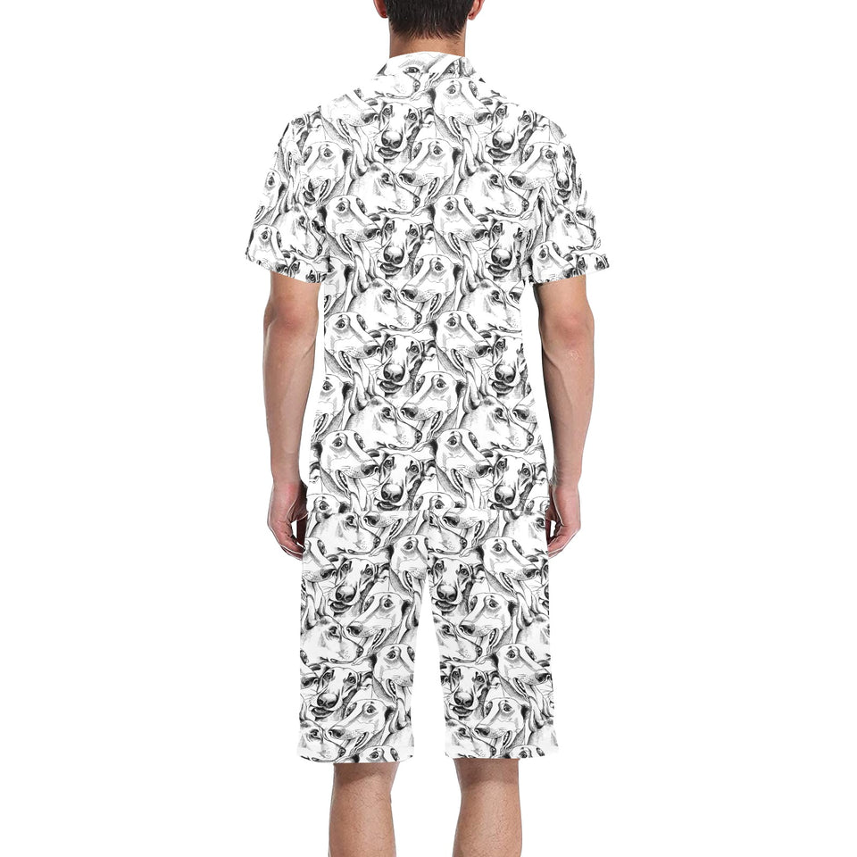 Greyhound Pattern Print Design 01 Men's V-Neck Short Pajama Set
