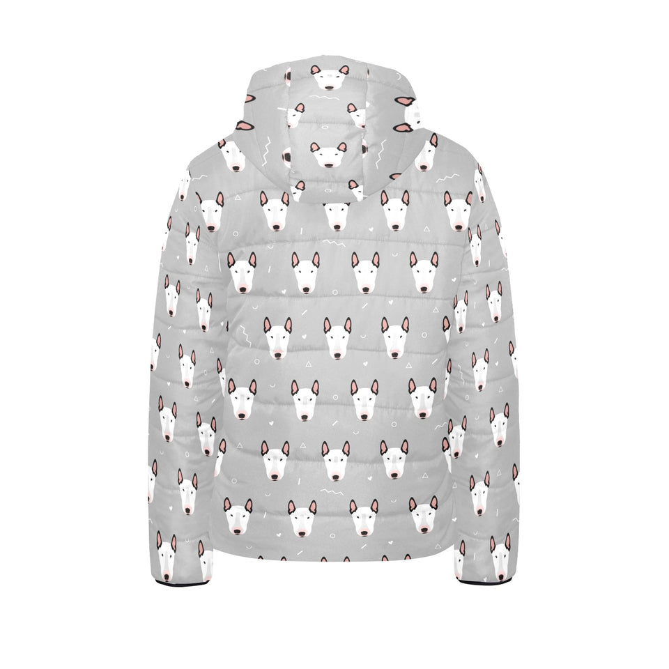 Bull Terrier Pattern Print Design 05 Kids' Boys' Girls' Padded Hooded Jacket
