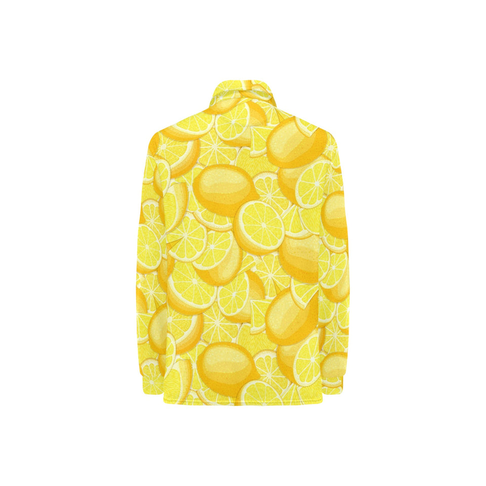 lemon pattern Women's Long Sleeve Polo Shirt