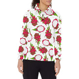 dragon fruits white background Women's Long Sleeve Polo Shirt