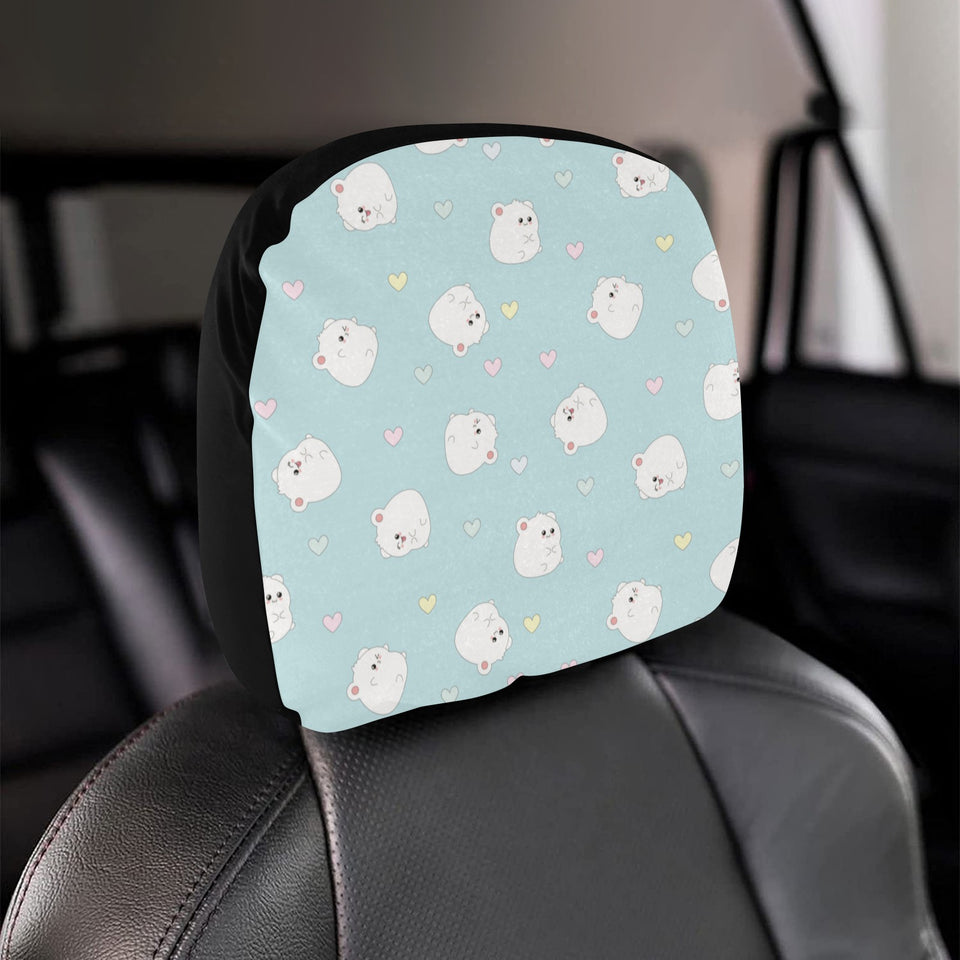 White cute hamsters heart pattern Car Headrest Cover