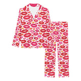 Lips Pattern Print Design 01 Women's Long Pajama Set
