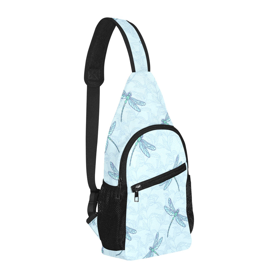 Dragonfly pattern blue background All Over Print Chest Bag