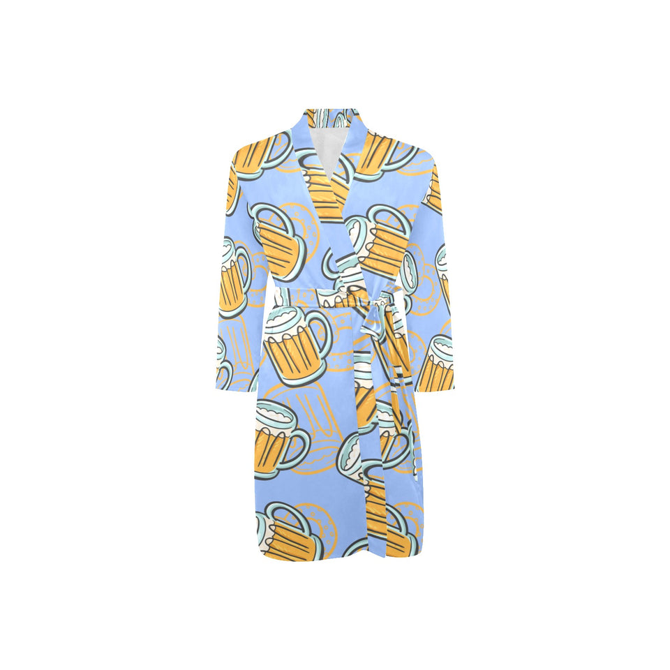 Beer pattern Men's Long Sleeve Belted Night Robe