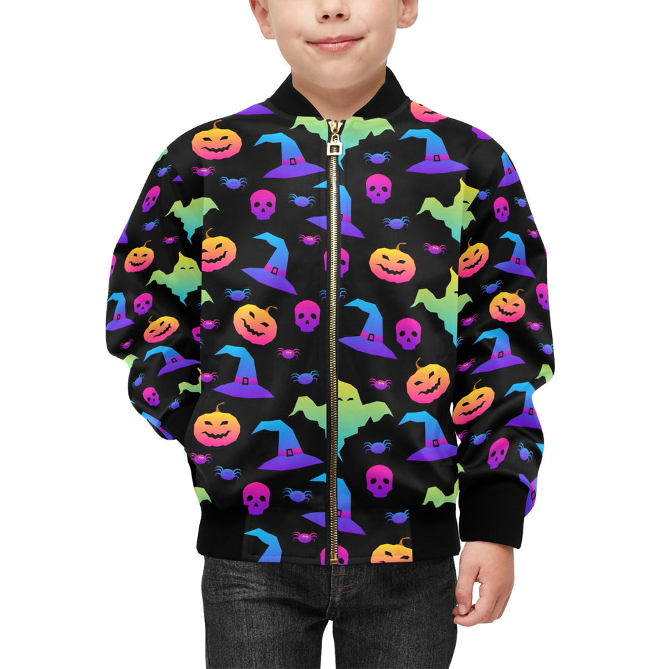 Colorful halloween background Kids' Boys' Girls' Bomber Jacket
