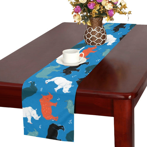 Colorful rhino pattern Table Runner