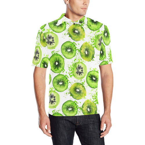 Watercolor kiwi pattern Men's All Over Print Polo Shirt
