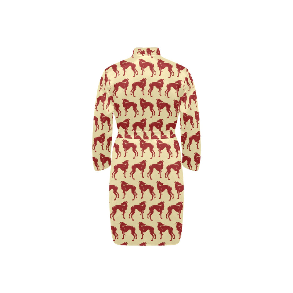 Greyhound Pattern Print Design 04 Men's Long Sleeve Belted Night Robe