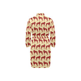 Greyhound Pattern Print Design 04 Men's Long Sleeve Belted Night Robe