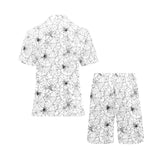 Spider web cobweb pattern Men's V-Neck Short Pajama Set