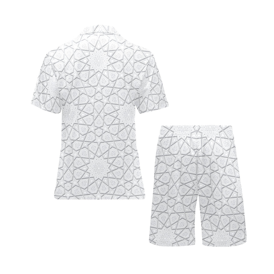 arabic star pattern Men's V-Neck Short Pajama Set