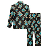 Sea turtle blue stone pattern Men's Long Pajama Set