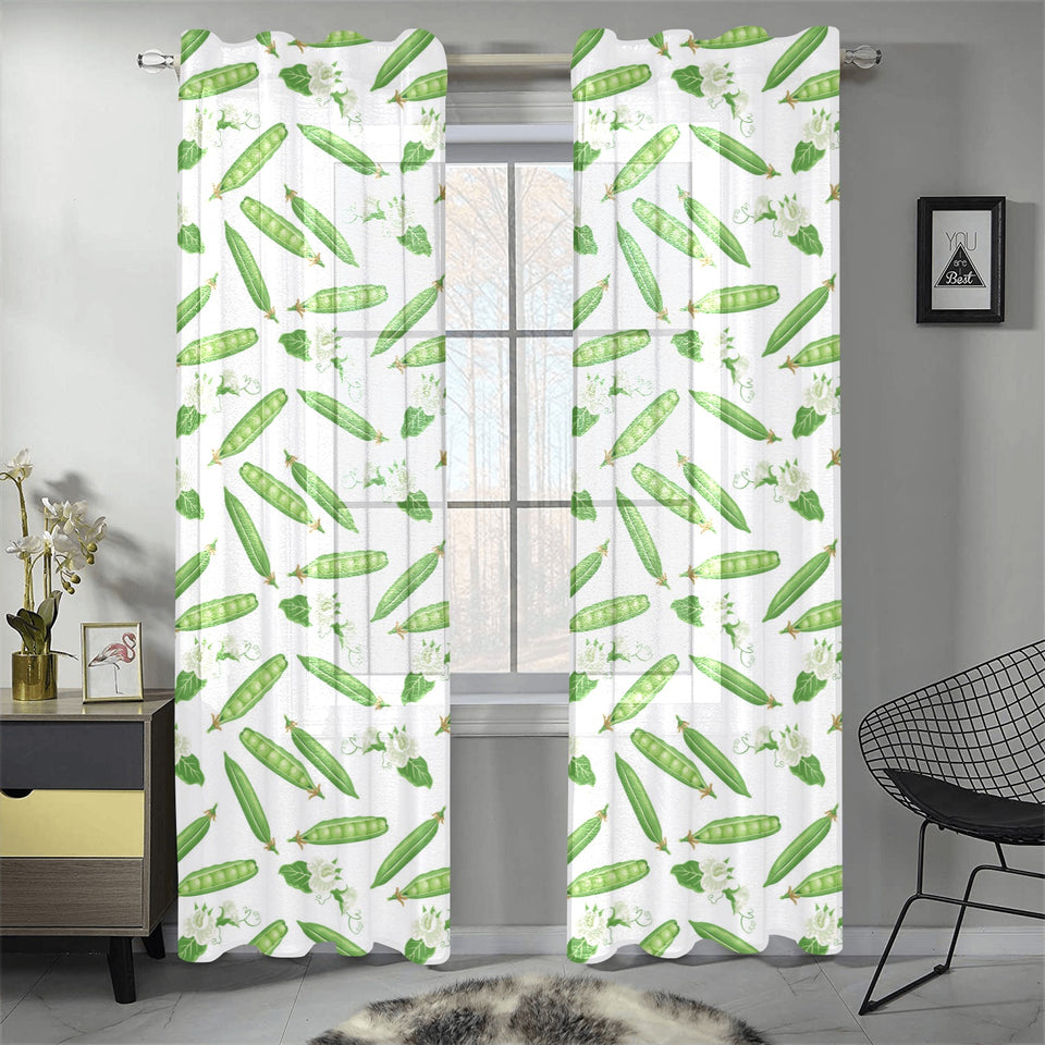 Green Peas Pattern Print Design 04 Gauze Curtain