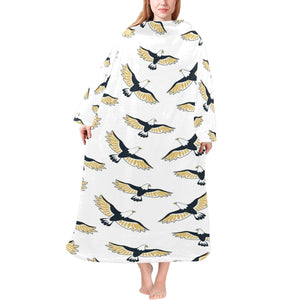 Eagle Pattern Print Design 03 Blanket Robe with Sleeves