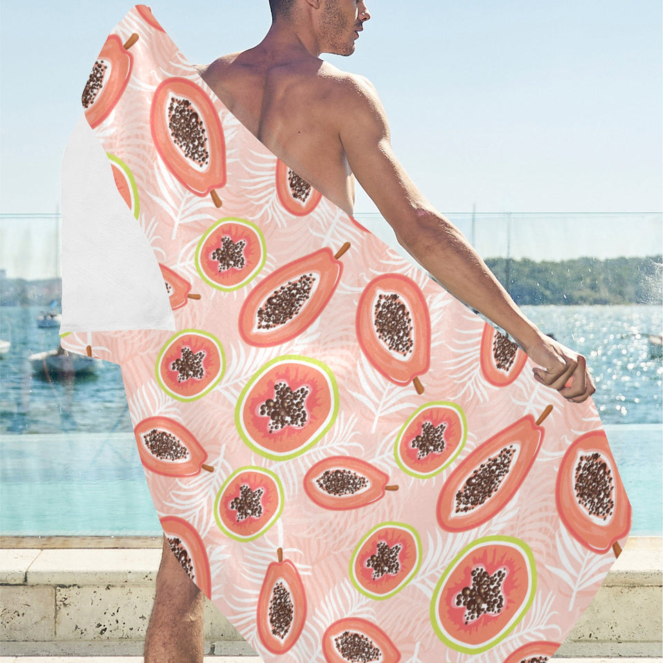 papaya leaves pattern Beach Towel
