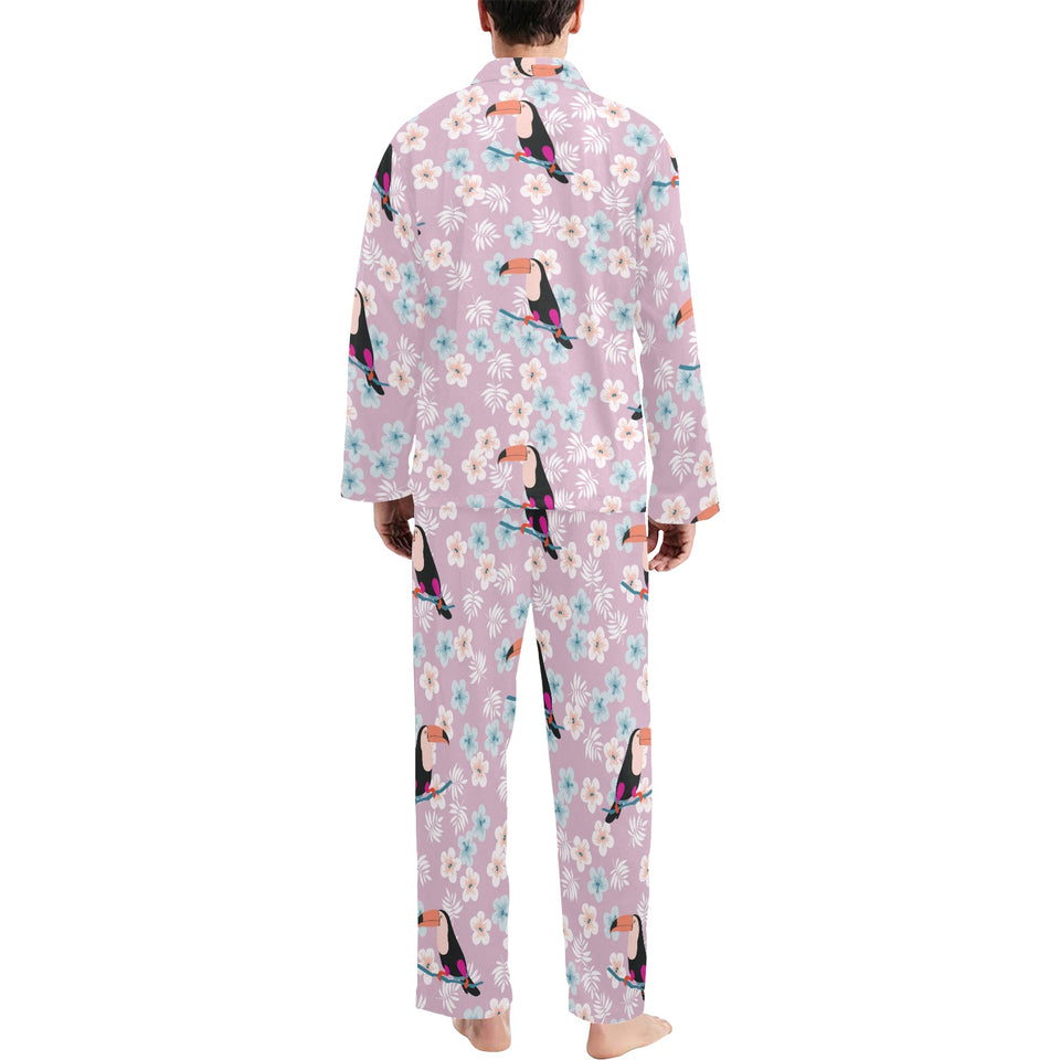 Beautiful toucan flower leaves Men's Long Pajama Set