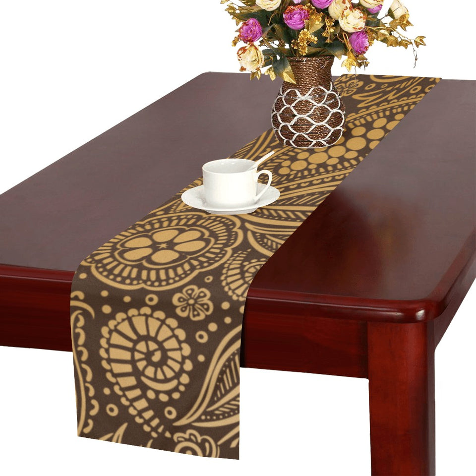 cacao beans tribal polynesian pattern background Table Runner