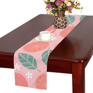 Grapefruit leaves flower pink background Table Runner