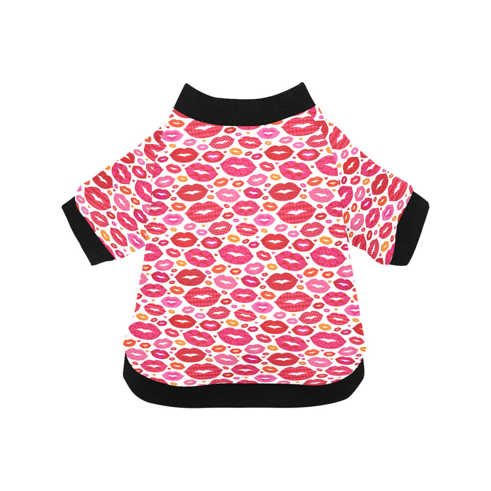 Lips Pattern Print Design 01 All Over Print Pet Dog Round Neck Fuzzy Shirt
