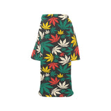 Canabis Marijuana Weed Pattern Print Design 02 Blanket Robe with Sleeves