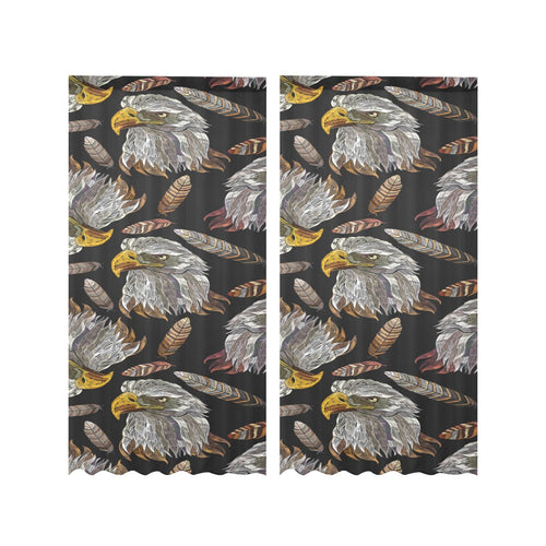 Eagle Pattern Print Design 05 Gauze Curtain